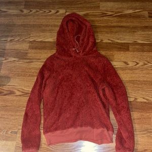 Cropped burnt orange fuzzy hoodie